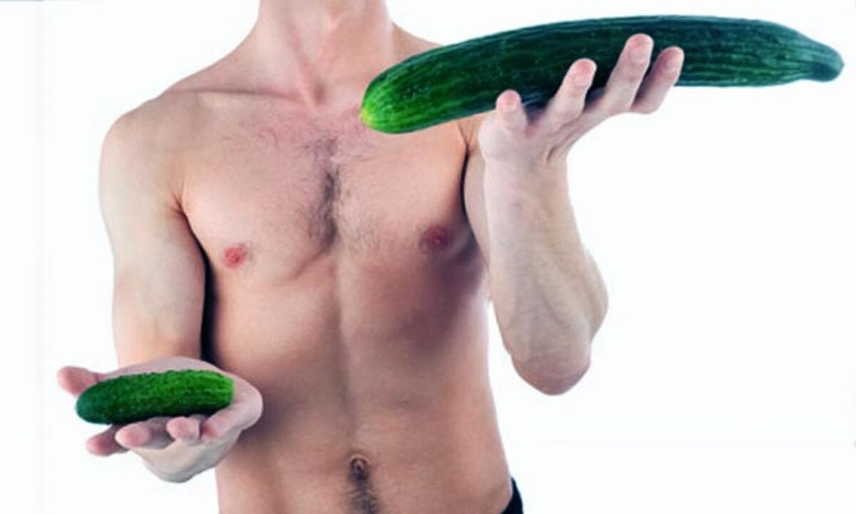 big and small dick on the example of cucumbers